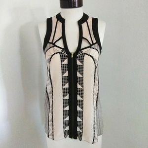 Geometric silk zip shirt